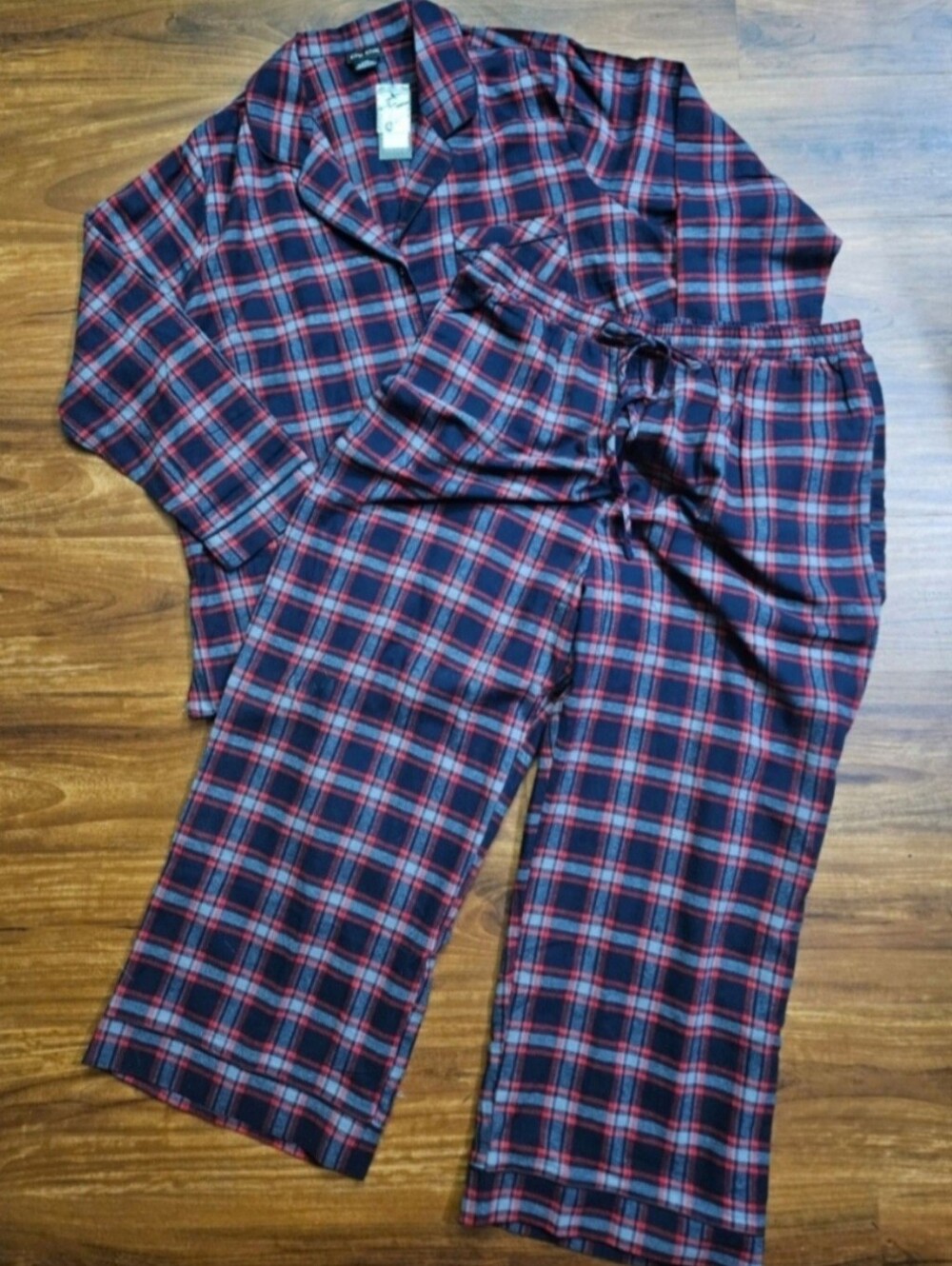 NWT City Chic Plaid Flannel Pajama Set, Size 20 ( 2X ) Red, Navy, Grey